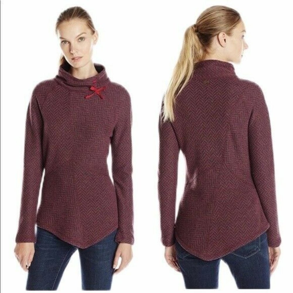 Prana Plum Red Women's Mattea Recycled Wool Blend Funnel Neck Sweater Size M